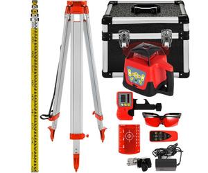 VEVOR Niveau Laser Rotatif avec Trépied et Mire, Portée Mesure 500 m Kit Laser Rotatif avec Trépied et Mire, Niveau Laser Autonivelant à 360°, 165 cm Ouvert 104 cm Fermé Trépied Télescopique, 5 m Mire