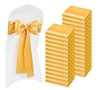 VEVOR Nœud de Chaise en Satin Luxueux Doré Lot de 100 Pièces, Bandeau de Chaise de 17 x 275 cm, Facile à Nouer, Ceinture de Décoration Élégante pour Mariage, Cérémonie, Fête Prénatale et Banquet