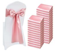 VEVOR Nœud de Chaise en Satin Luxueux Rose Lot de 100 Pièces, Bandeau de Chaise de 17 x 275 cm, Facile à Nouer, Ceinture de Décoration Élégante pour Mariage, Cérémonie, Fête Prénatale et Banquet