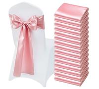 VEVOR Nœud de Chaise en Satin Luxueux Rose Lot de 50 Pièces, Bandeau de Chaise de 17 x 275 cm, Facile à Nouer, Ceinture de Décoration Élégante pour Mariage, Cérémonie, Fête Prénatale et Banquet