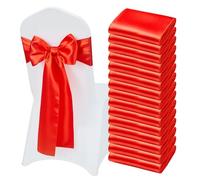 VEVOR Nœud de Chaise en Satin Luxueux Rouge Lot de 50 Pièces, Bandeau de Chaise de 17 x 275 cm, Facile à Nouer, Ceinture de Décoration Élégante pour Mariage, Cérémonie, Fête Prénatale et Banquet