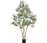 VEVOR Olivier artificiel, 1,8 m, avec pot noir, arbre artificiel avec tronc en bois naturel & feuilles & fruits verts réalistes, plante artificielle pour l'intérieur, la maison, le bureau, le salon