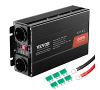 VEVOR Onduleur à Onde sinusoïdale modifiée, 1500 W, onduleur CC 12 V à CA 230 V avec 2 Prises AC, 2 Ports USB, 1 Port Type-C, 6 fusibles de Rechange, pour Petits appareils domestiques, Smartphone, pc