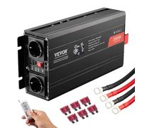 VEVOR Onduleur à onde sinusoïdale pure, 2000 W, onduleur CC 12 V vers CA 230 V avec 2 prises CA, 2 ports USB, 1 port Type-C, écran LCD et une télécommande pour équipement ménager de taille moyenne