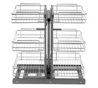 VEVOR Organisateur Coulissant d'Angle à Ouverture de 38 cm de Largeur, Rangement pour Placard de Cuisine à 3 Niveaux et 6 Étagères, Panier de Rangement en Acier au Carbone Chromé Magique, Maison