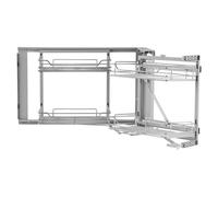 VEVOR Organisateur Coulissant d'Angle à Ouverture de 45,7 cm de Largeur, Rangement pour Placard de Cuisine à 2 Niveaux et 4 Étagères, Panier de Rangement en Acier au Carbone Chromé Magique, Maison