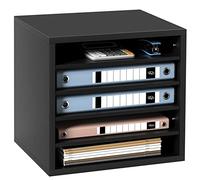 VEVOR Organisateur de Bureau en Bois 35,5x30,5x33 cm Trieur de Documents à 5 Compartiments Corbeille à Courrier Panneau Aggloméré Étagère Amovible Classeur pour Rangement Fichiers Magazines École Noir