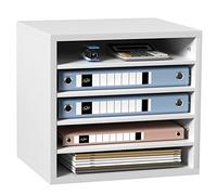 VEVOR Organisateur de Bureau en Bois 35,5x30,5x33 cm Trieur de Documents à 5 Compartiments Corbeille à Courrier Panneau Aggloméré Étagère Amovible Classeur pour Rangement des Fichiers Magazines École