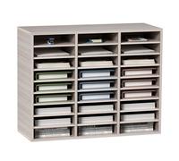 VEVOR Organisateur de Bureau en Bois 80x30,5x63 cm, Trieur de Fichiers à 27 Compartiments, Meuble à Courrier en MDF, Étagères Amovibles, Classeur pour Ranger Papiers Magazines Bureau École, Gris