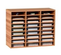 VEVOR Organisateur de Bureau en Bois 80x30,5x63 cm, Trieur de Fichiers à 27 Compartiments, Meuble à Courrier en MDF, Étagères Amovibles, Classeur pour Ranger Papiers Magazines Bureau École, Blanc