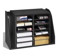 VEVOR Organisateur de Bureau en Bois, Trieur à 12 Cases avec Rangement Vertical Latéral, pour Fichiers Documents Magazines École, Casier à Courrier en Panneaux de Particules, Classeur de Table Noir