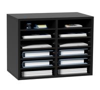 VEVOR Organisateur de Bureau en Bois Trieur de Documents Noir 12 Compartiments