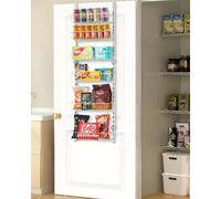 VEVOR Organisateur de garde-manger à suspendre sur la porte, étagère à épices murale à 6 niveaux, réglable, en acier robuste, pour assaisonnement, pour maison, cuisine, buanderie, salle de bain, blanc
