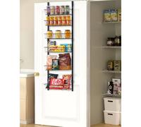 VEVOR Organisateur de garde-manger à suspendre sur la porte, étagère à épices murale à 6 niveaux, réglable, en acier robuste, pour assaisonnement, pour maison, cuisine, buanderie, salle de bain, noir