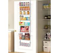 VEVOR Organisateur de garde-manger à suspendre sur la porte, étagère à épices murale à 8 niveaux, réglable, en acier robuste, pour assaisonnement, pour maison, cuisine, buanderie, salle de bain, blanc