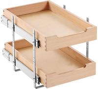 VEVOR Organisateur de placard extensible à 2 niveaux Tiroir de placard Étagère , tiroir coulissant en bois Montage inférieur et latéral, pour cuisine Salle de bains