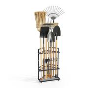VEVOR Organisateur d'Outils de Jardin pour Coin, 17 Emplacements, Porte-Outils de Garage en Acier Q235, avec Crochets pour Râteaux, Pelles et Balais, pour Abri de Jardin, Extérieur et Pelouse, Noir