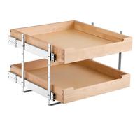 VEVOR Organiseur d'armoire coulissant à 2 niveaux, tiroir coulissant cuisine réglable en bois, étagère coulissante robuste à fermeture douce, pour cuisine, garde-manger, salle de bain, 470 x 533 mm