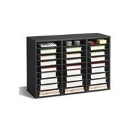 VEVOR Organiseur de littérature à 27 compartiments, boîte aux lettres de bureau en bois, panneau de particules, avec étagères amovibles, trieur de fichiers pour dossiers, documents, papiers, noir