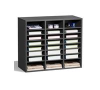 VEVOR Organiseur de littérature avec 24 compartiments, boîte aux lettres de bureau en bois, panneau de particules, avec étagères amovibles, trieur de fichiers pour dossiers, documents, papiers, gris