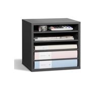 VEVOR Organiseur de littérature avec 5 compartiments, boîte aux lettres de bureau en bois, panneau de particules, avec étagères amovibles, trieur de fichiers pour dossiers, documents, papiers, gris