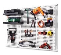VEVOR Organiseur Mural en Panneau Perforé Garage 1219x814 mm Charge 225 kg Support Mural Métal Kit Rangement d'Outils 37PCS avec 3 Panneaux Perforés, Crochets, Bacs de Rangement pour Entrepôt, Magasin
