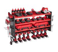 VEVOR Organiseur mural outils électriques – 4 niveaux, 8 supports de perceuse, panneaux perforés