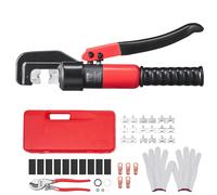 VEVOR Pince à Sertir 4-70 mm² Outil de Sertissage Hydraulique Cosses de Câbles Batterie Aluminium et Cuivre AWG12-2/0 avec Coupe-câble Paire de Gants 10 Connecteurs Anneau en Cuivre pour Électricien