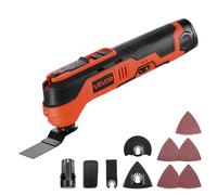 VEVOR Outil Multifonction Oscillant Sans Fil 12 V avec 6 Vitesses Variables 6000-17500 OPM, Angle Oscillation 3,2°, Batterie 2 Ah, Chargeur, Accessoires de Scie, Lampe Travail LED, pour Poncer, Couper