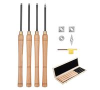 VEVOR Outils Tournage pour Tour à Bois, 4 PCS, Ciseaux à Bois avec Fraises en Carbure Ronds et Carrés Diamantés, Coffret de Rangement, Manche Confortable pour Travail de Détail, Débutant, Amateur, Pro