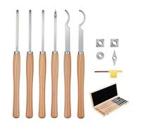 VEVOR Outils Tournage pour Tour à Bois, 6 PCS, Ciseaux à Bois avec Fraises en Carbure Ronds et Carrés Diamantés, Coffret de Rangement, Manche Confortable pour Travail de Détail, Débutant, Amateur, Pro