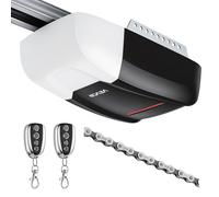 VEVOR Ouvre-Porte de Garage 800 N, Motorisation Porte de Garage à Chaîne, pour Garage Résidentiel, Rail en 4 Sections, 2 Télécommandes, Éclairage LED, Commande à une Touche en Voiture, Noir et Blanc