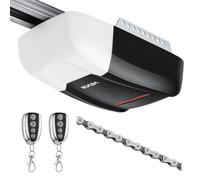 VEVOR Ouvre-Porte de Garage 800 N, Motorisation Porte de Garage à Chaîne | pour Garage Résidentiel, Rail en 4 Sections, 2 Télécommandes, Éclairage LED, Commande à une Touche en Voiture, Noir et Blanc