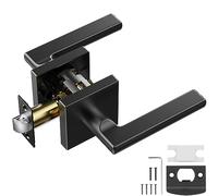 VEVOR Paire de Poignées de Porte Intérieure en Noir Mat Poignée de Porte sans Serrure Béquille Réversible Droite-Gauche Sans Verrouillage Ouverture par Une Rotation à 45° pour Couloir Salle de Réunion