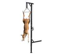 VEVOR Palan à Cerfs d'Attelage de Camion, Capacité de Charge 181,4 kg, avec Treuil à Manivelle, Récepteur 5 cm, Arbre Pivotant 360°, Hauteur Réglable, pour Chasse en Plein Air, Transport à la Ferme