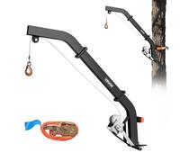 VEVOR Palan à Cerfs Monté sur Arbre, Charge 160 kg, avec Treuil à Manivelle, Sangle à Cliquet Réglable, Cintre Robuste, pour Levage, Nettoyage, Dépeçage de Gibier de Chasse, Alimentation Ferme, Noir