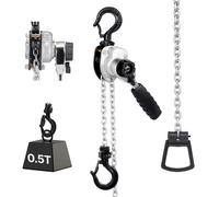 VEVOR Palan à Chaîne à Levier Manuel, Charge 0,5 t, avec Chaîne en Acier Allié G80 6 m, Frein Mécanique à Double Cliquet, Crochets Rotatifs 360°, pour Entrepôts, Chantiers de Construction, Garages