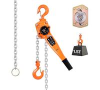 VEVOR Palan à Chaîne à Levier Manuel, Charge 1,5 t, avec Chaîne en Acier Allié G80 3 m, Frein Mécanique à Double Cliquet, Crochets Rotatifs 360°, pour Entrepôts, Chantiers de Construction, Garages