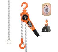 VEVOR Palan à Chaîne à Levier Manuel, Charge 1 t, avec Chaîne en Acier Allié G80 de 3 m, Frein Mécanique à Double Cliquet, Crochets Rotatifs 360°, pour Entrepôts, Chantiers de Construction, Garages