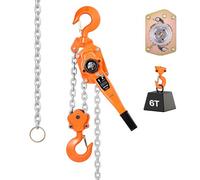 VEVOR Palan à Chaîne à Levier Manuel, Charge 6 t, avec Chaîne en Acier Allié G80 de 3 m, Frein Mécanique à Double Cliquet, Crochets Rotatifs 360°, pour Entrepôts, Chantiers de Construction, Garages