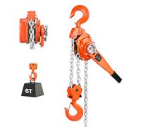 VEVOR Palan à Chaîne à Levier Manuel, Charge 6 t, avec Chaîne en Acier Allié G80 de 6 m, Frein Mécanique à Double Cliquet, Crochets Rotatifs 360°, pour Entrepôts, Chantiers de Construction, Garages