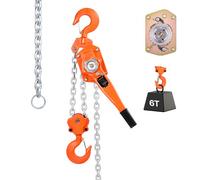 VEVOR Palan à Chaîne à Levier Manuel, Charge 6 t, avec Chaîne en Acier Allié G80 de 6 m, Frein Mécanique à Double Cliquet, Crochets Rotatifs 360°, pour Entrepôts, Chantiers de Construction, Garages