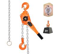 VEVOR Palan à Chaîne Levier Manuel Charge 3 t avec Chaîne Acier Allié G80 3 m