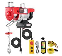 VEVOR Palan Électrique, Charge Double Câble 200 kg, Télécommande Filaire 4,2 m et Sans Fil 100 m, Hauteur Levage Câble Simple 12 m, Élingue Simple Double, Arrêt d'Urgence, pour Garage, Entrepôt, Usine