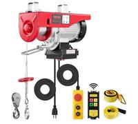 VEVOR Palan Électrique, Charge Double Câble 600 kg, Télécommande Filaire 4,2 m et Sans Fil 100 m, Hauteur Levage Câble Simple 12 m, Élingue Simple Double, Arrêt d'Urgence, pour Garage, Entrepôt, Usine