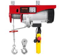 VEVOR Palan Électrique, Charge Double Câble 800 kg, Télécommande Filaire 4,2 m, Hauteur Levage à Câble Simple 12 m, Élingue Simple Double, Arrêt d'Urgence, Palan Élévateur pour Garage, Entrepôt, Usine