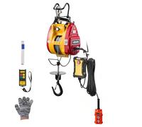 VEVOR Palan Électrique Portable 2 en 1 Treuil Électrique 300 kg Treuil de Levage 1500 W pour Usine Entrepôt Garage, Hauteur de Levage 30 m Vitesse 18,9 m/min, avec Télécommande Filaire et sans Fil
