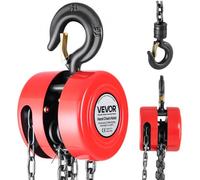 VEVOR Palan Manuel à Chaîne, Capacité Charge 1 T, Hauteur de Levage 3 m, avec Crochet Robuste, Chaîne G70, Frein de Sécurité Mécanique, Levage de Marchandise pour Garages, Chantiers, Entrepôts, Rouge