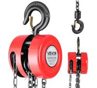 VEVOR Palan Manuel à Chaîne, Capacité Charge 1 T, Hauteur de Levage 6 m, avec Crochet Robuste, Chaîne G70, Frein de Sécurité Mécanique, Levage de Marchandise pour Garages, Chantiers, Entrepôts, Rouge