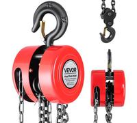 VEVOR Palan Manuel à Chaîne, Capacité Charge 2 T, Hauteur de Levage 3 m, avec Crochet Robuste, Chaîne G70, Frein de Sécurité Mécanique, Levage de Marchandise pour Garages, Chantiers, Entrepôts, Rouge